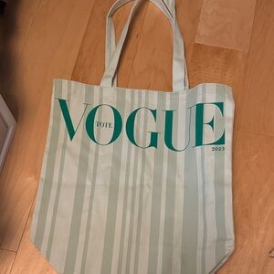 Vogue Mint Striped Tote Bag